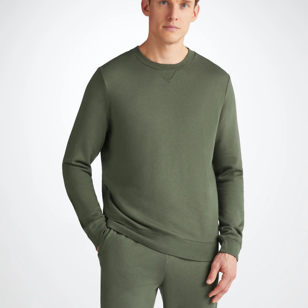 Derek Rose Men's Sweatshirt Quinn Cotton Modal Soft Green Derek Rose