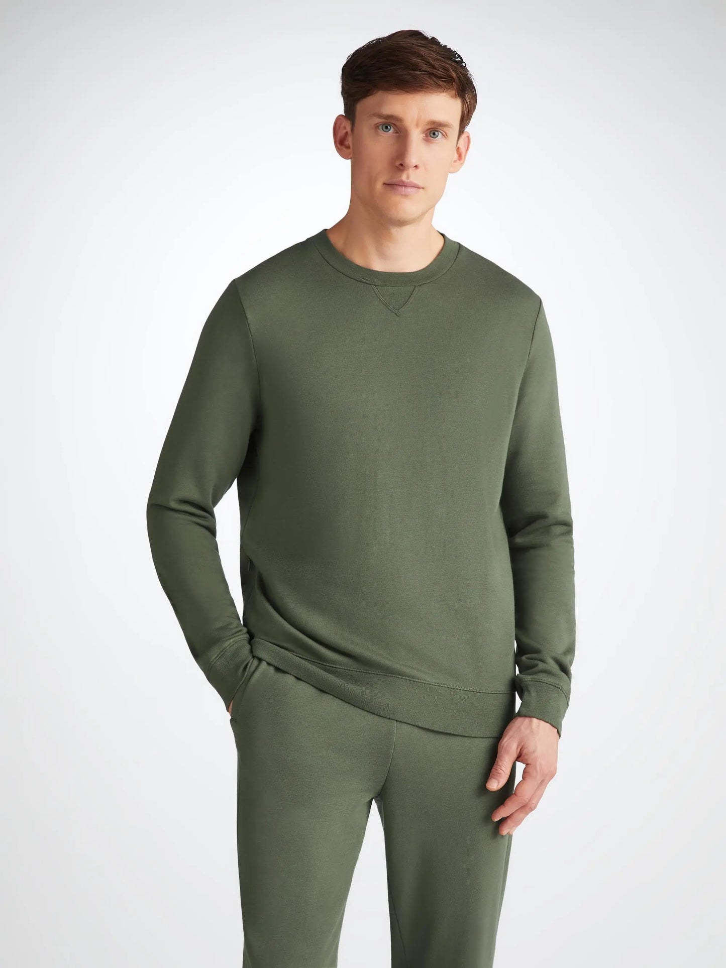 Derek Rose Men's Sweatshirt Quinn Cotton Modal Soft Green Derek Rose