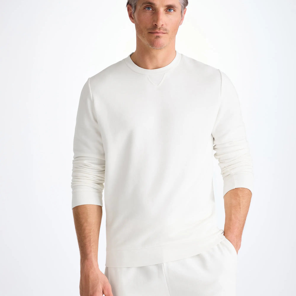 Derek Rose Men's Sweatshirt Quinn Cotton Modal White Derek Rose
