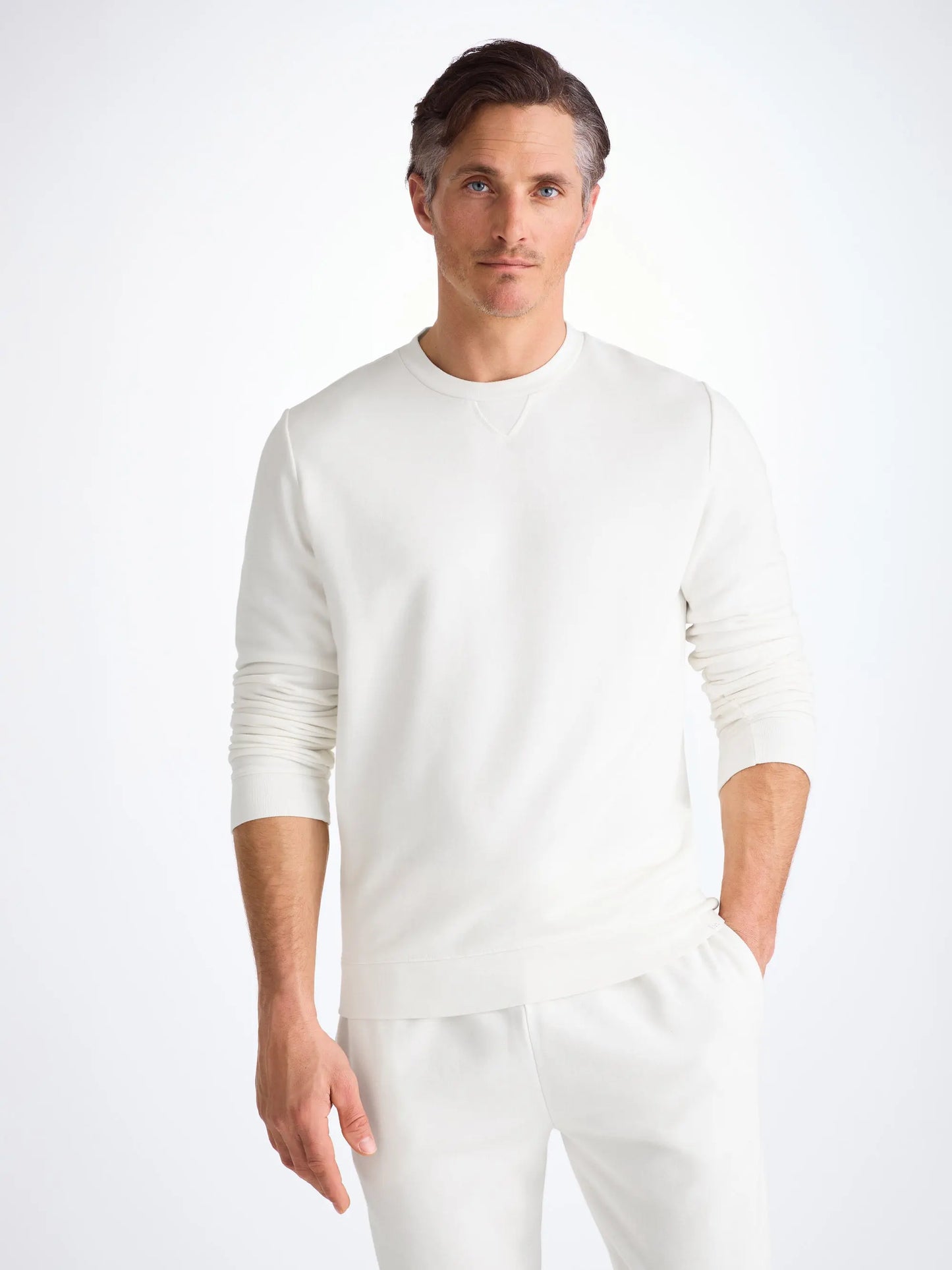 Derek Rose Men's Sweatshirt Quinn Cotton Modal White Derek Rose