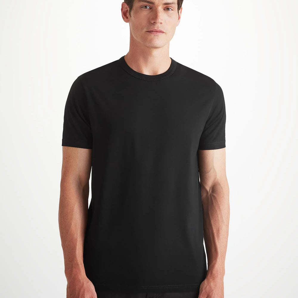 Derek Rose Men's T-Shirt Barny Pima Cotton Black Derek Rose