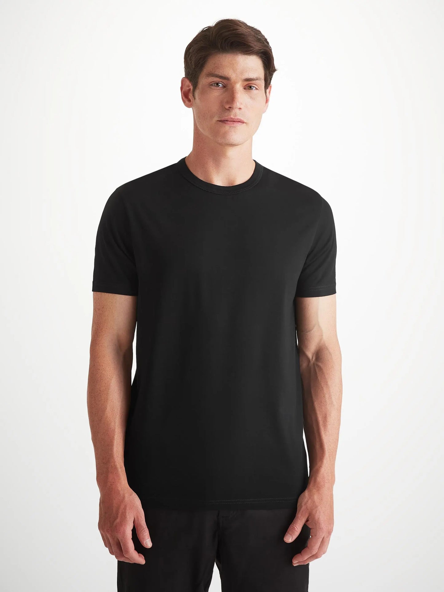 Derek Rose Men's T-Shirt Barny Pima Cotton Black Derek Rose