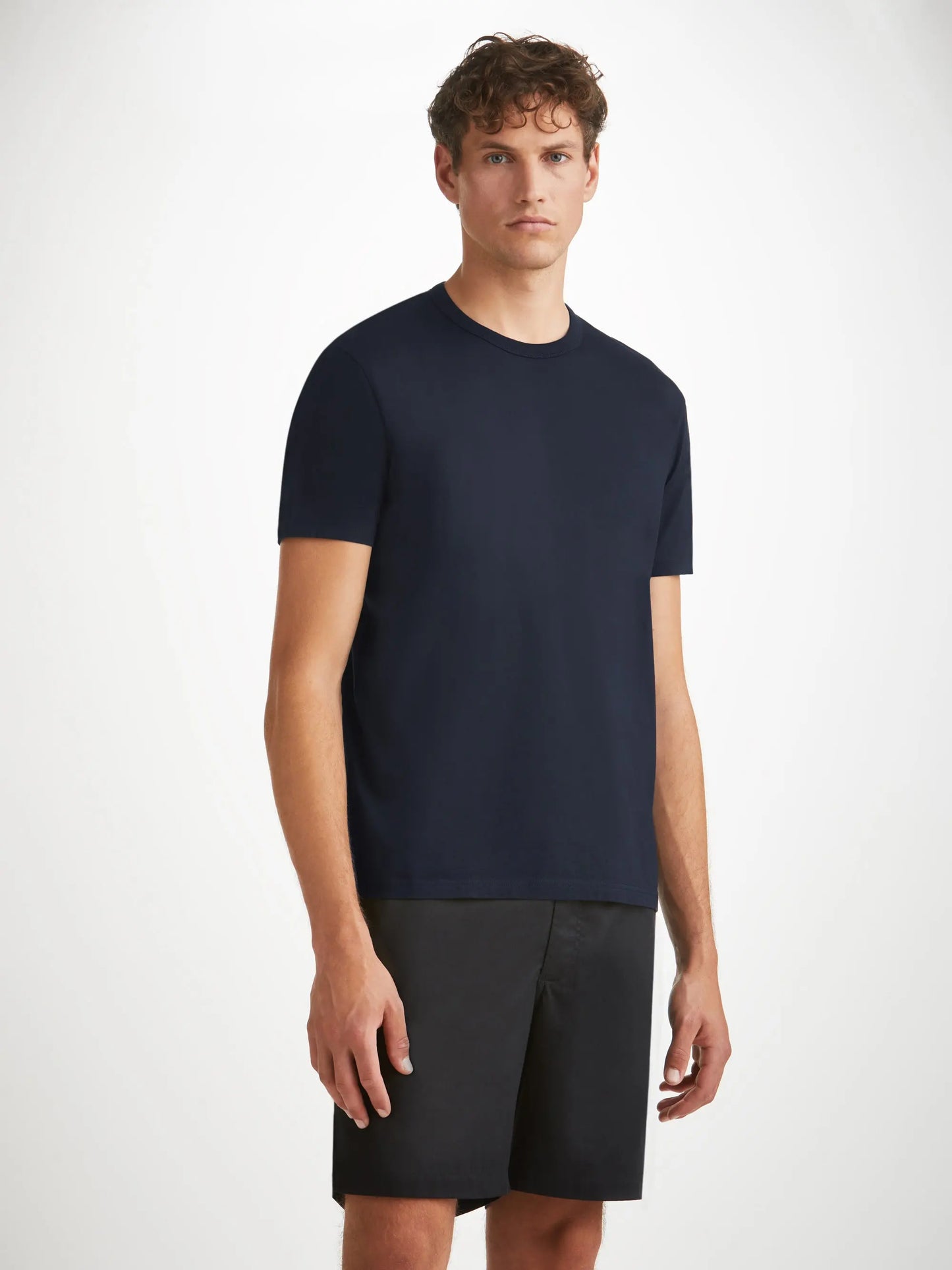 Derek Rose Men's T-Shirt Barny Pima Cotton Navy Derek Rose