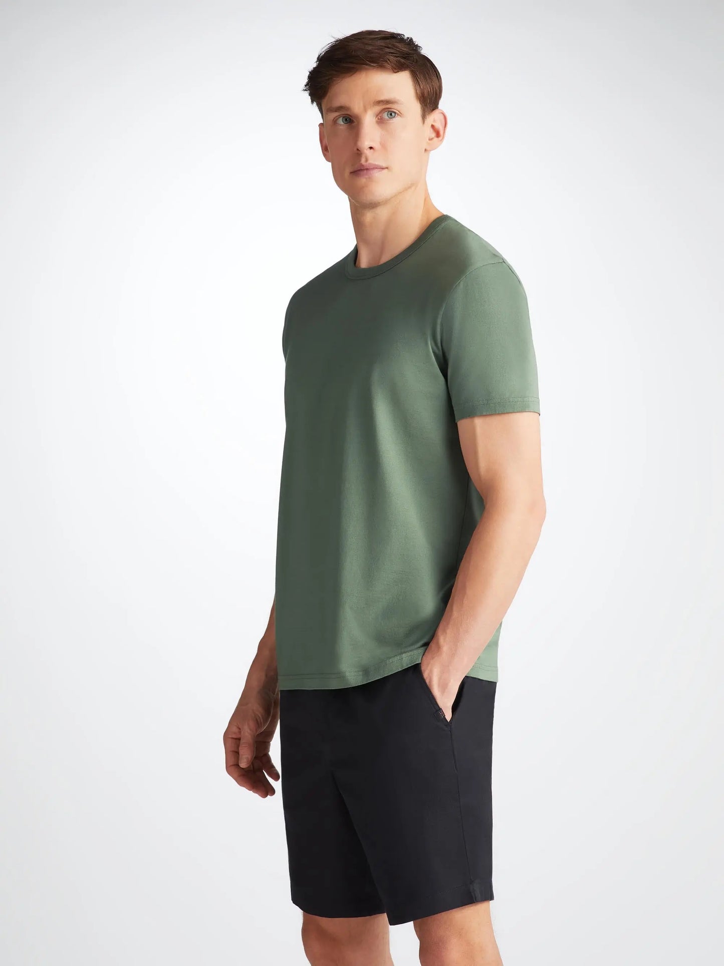 Derek Rose Men's T-Shirt Barny Pima Cotton Soft Green Derek Rose