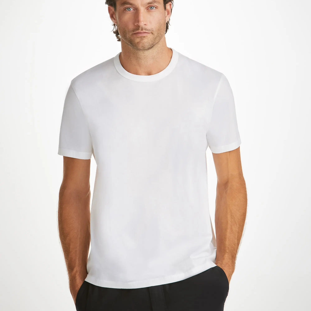 Derek Rose Men's T-Shirt Barny Pima Cotton White Derek Rose