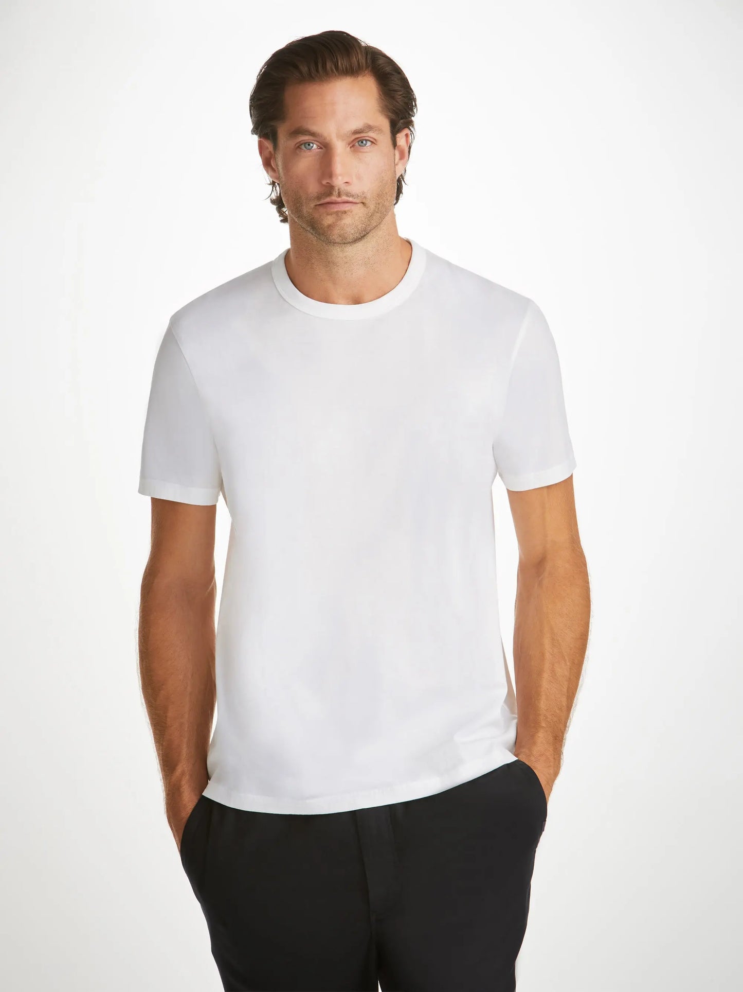 Derek Rose Men's T-Shirt Barny Pima Cotton White Derek Rose