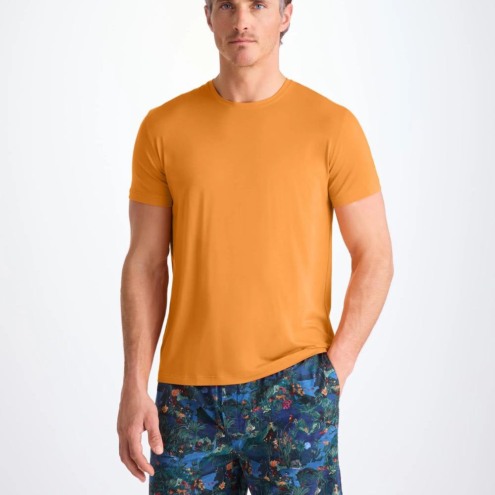 Derek Rose Men's T-Shirt Basel Micro Modal Stretch Apricot Derek Rose