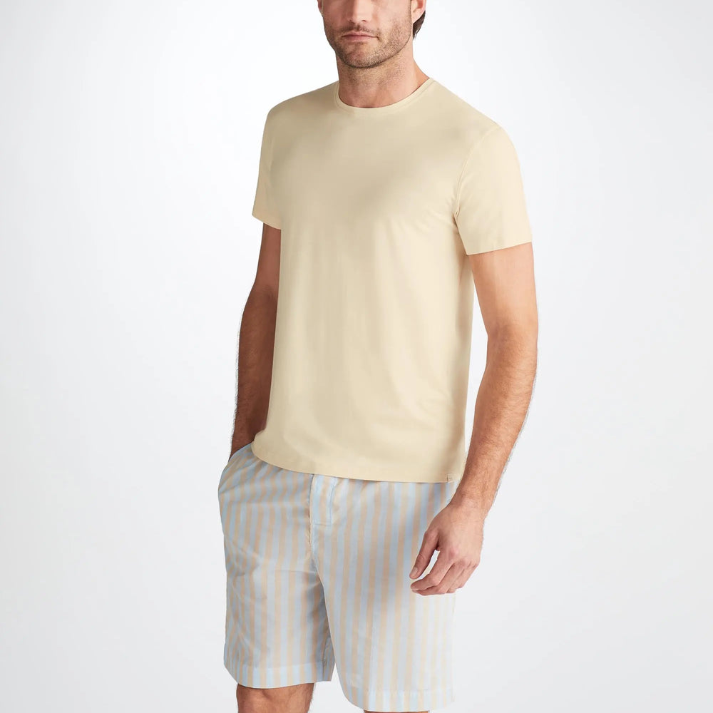 Derek Rose Men's T-Shirt Basel Micro Modal Stretch Ecru Derek Rose