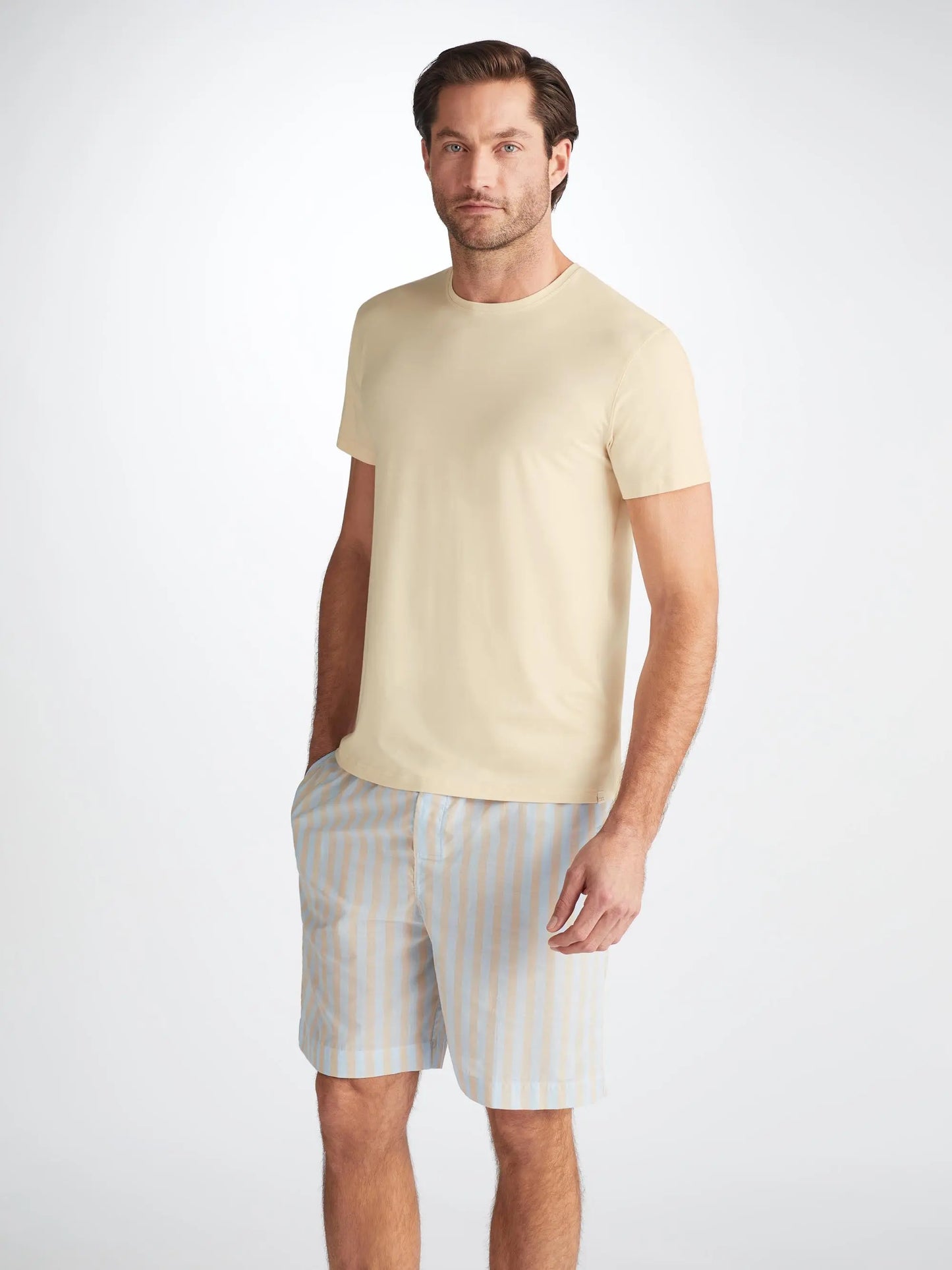 Derek Rose Men's T-Shirt Basel Micro Modal Stretch Ecru Derek Rose