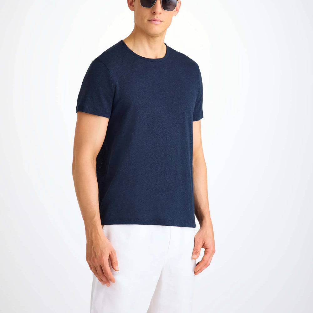 Derek Rose Men's T-Shirt Jordan Linen Navy Derek Rose