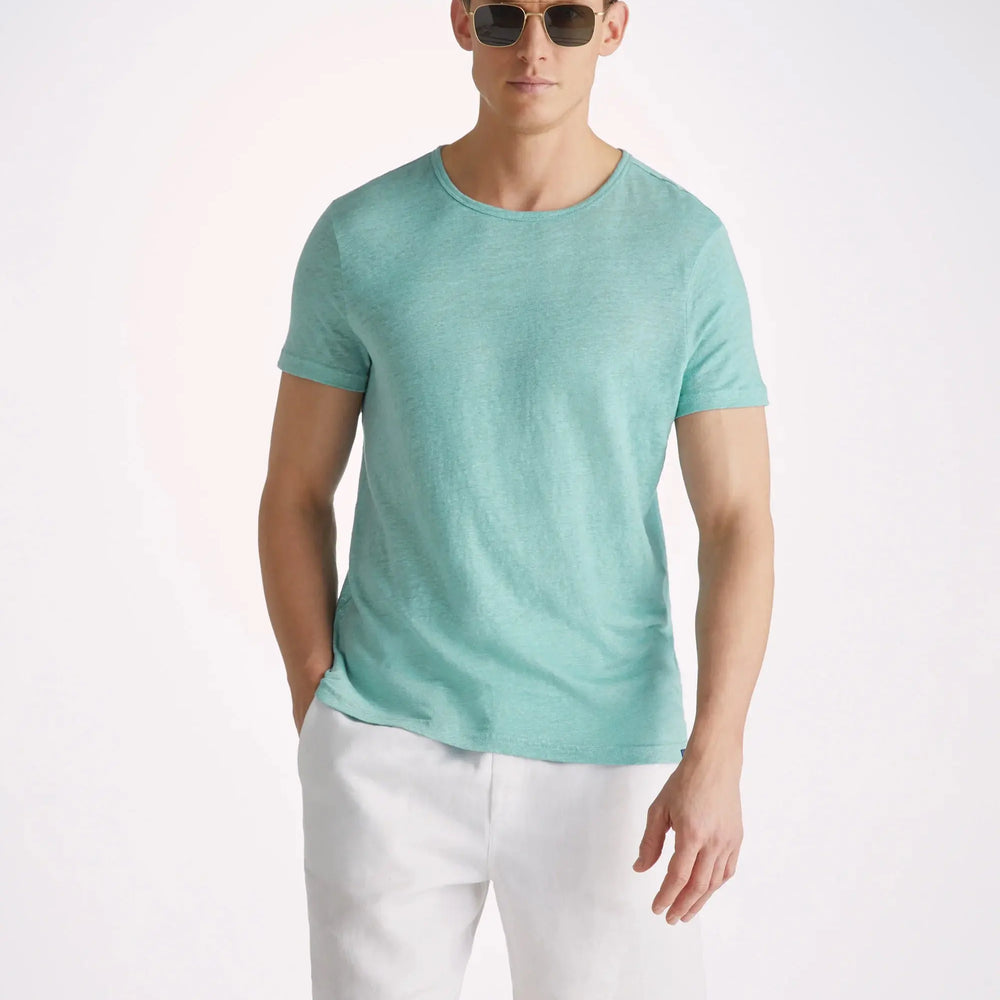 Derek Rose Men's T-Shirt Jordan Linen Soft Aqua Derek Rose