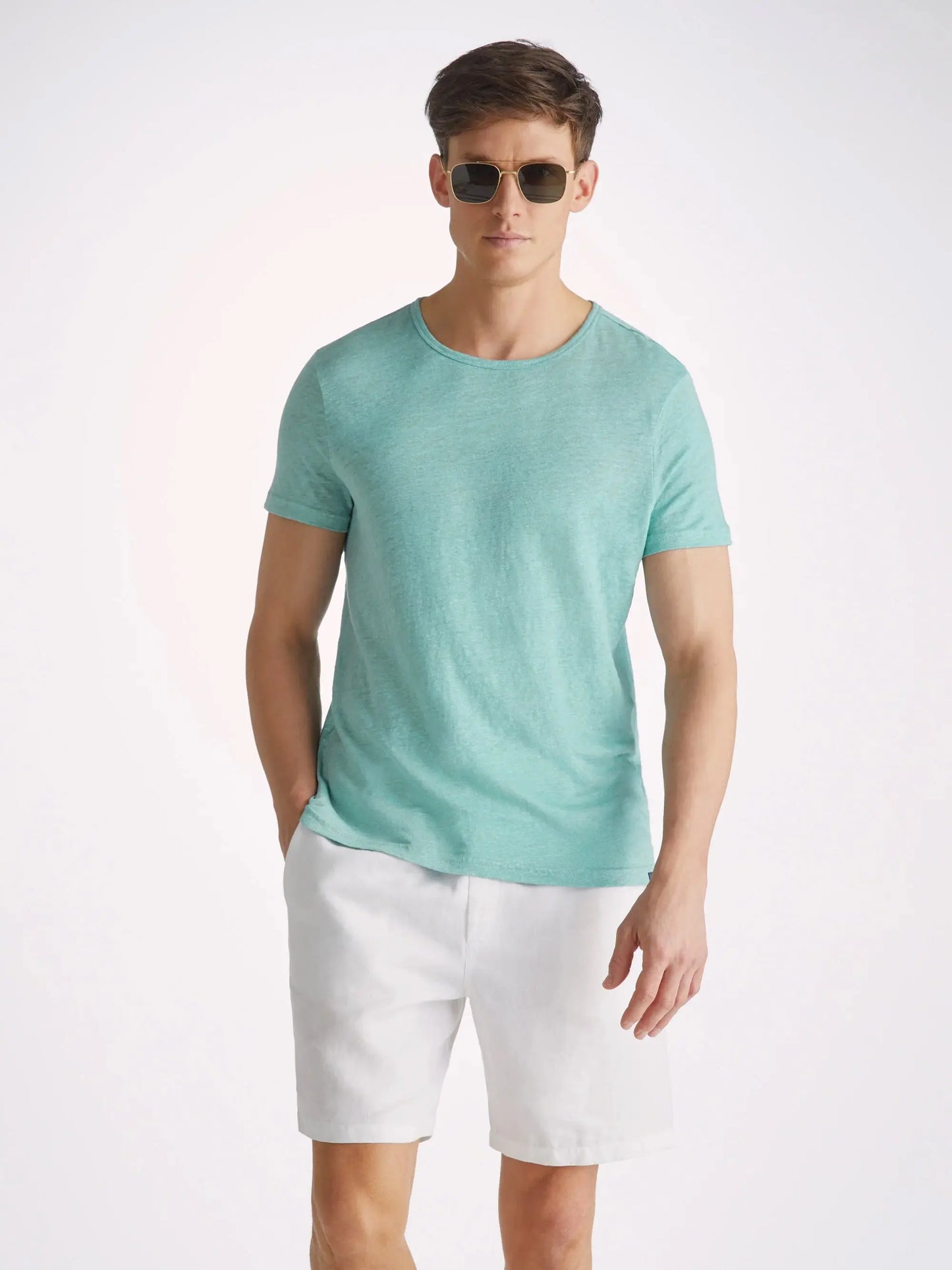 Derek Rose Men's T-Shirt Jordan Linen Soft Aqua Derek Rose