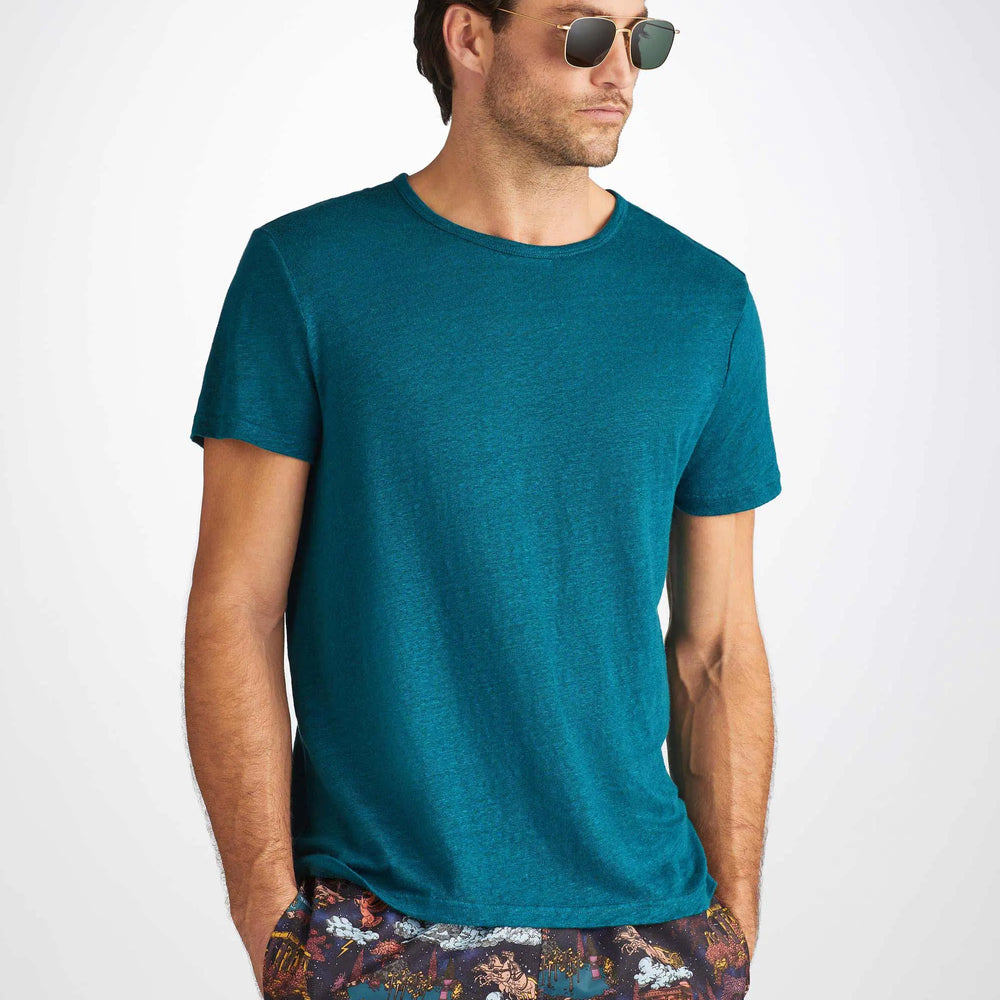 Derek Rose Men's T-Shirt Jordan Linen Teal Derek Rose