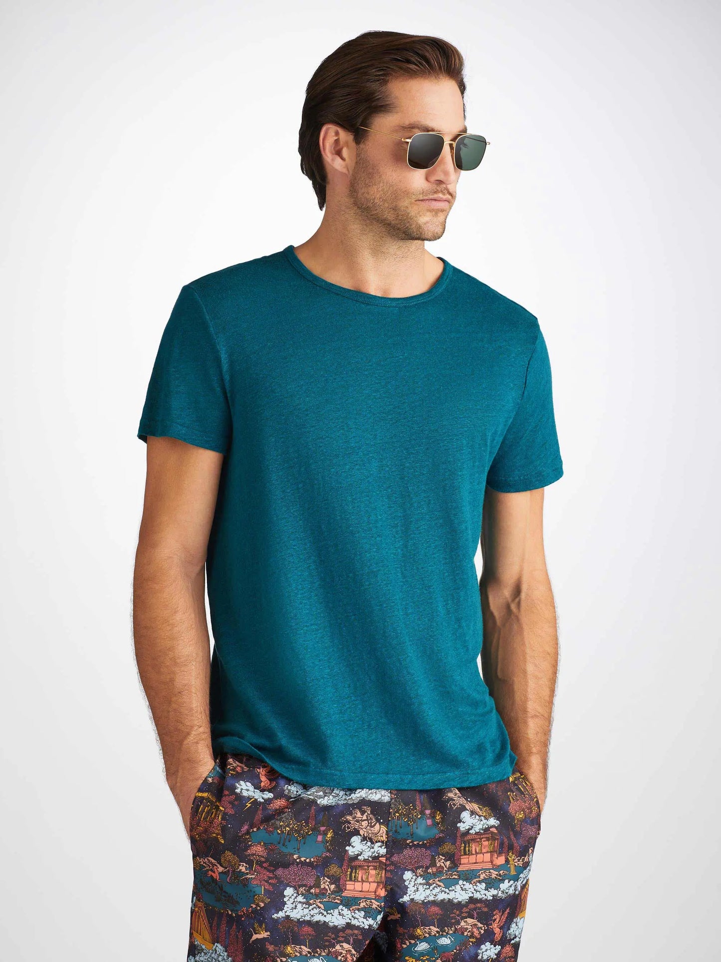 Derek Rose Men's T-Shirt Jordan Linen Teal Derek Rose