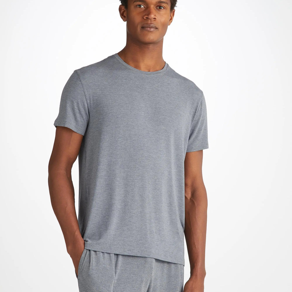 Derek Rose Men's T-Shirt Marlowe Micro Modal Stretch Charcoal Derek Rose