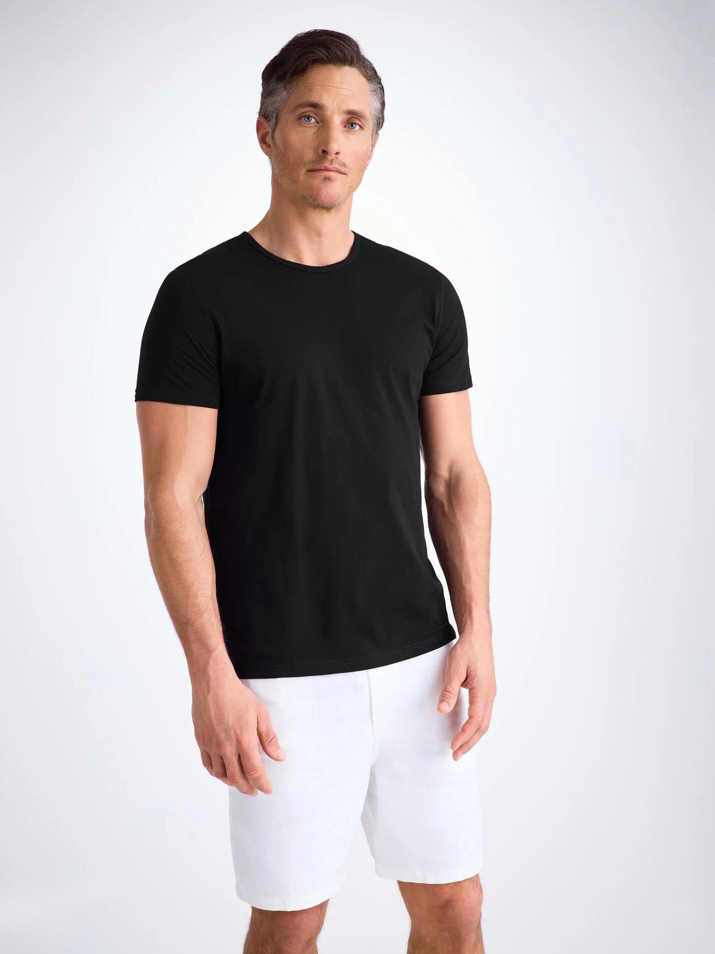 Derek Rose Men's T-Shirt Riley Pima Cotton Black Derek Rose