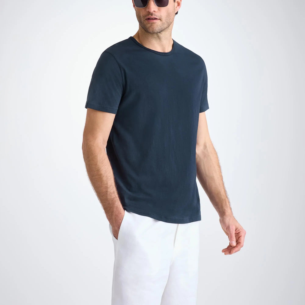 Derek Rose Men's T-Shirt Riley Pima Cotton Navy Derek Rose