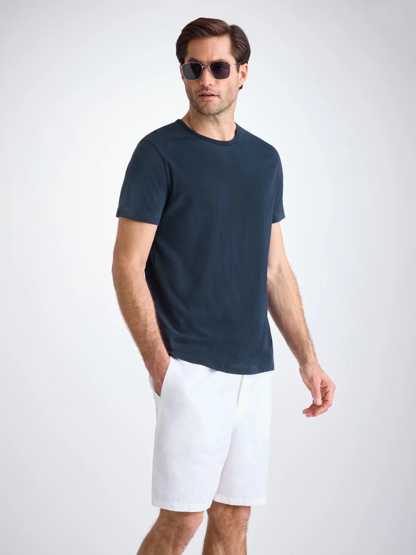 Derek Rose Men's T-Shirt Riley Pima Cotton Navy Derek Rose