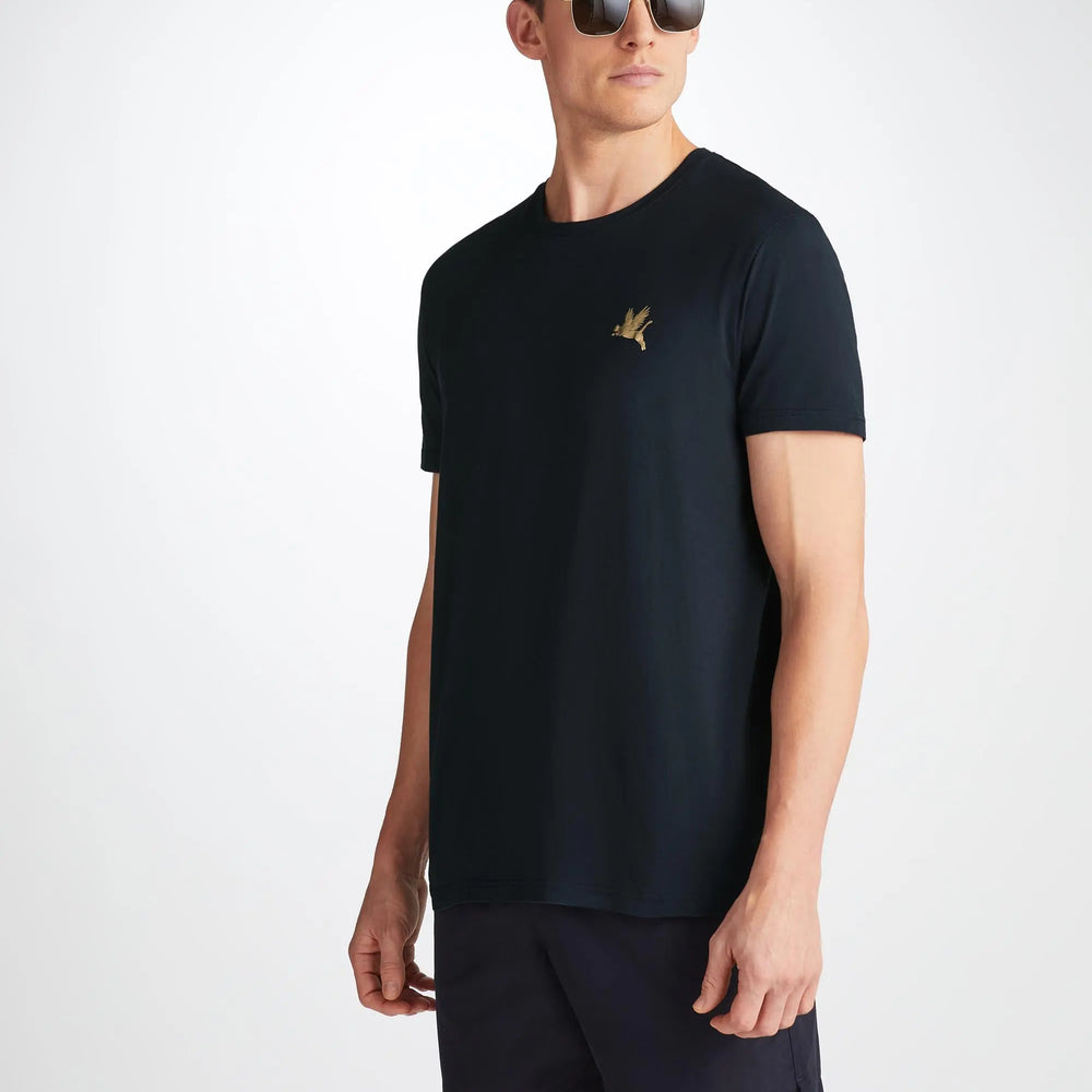 Derek Rose Men's T-Shirt Ripley 20 Pima Cotton Navy Derek Rose