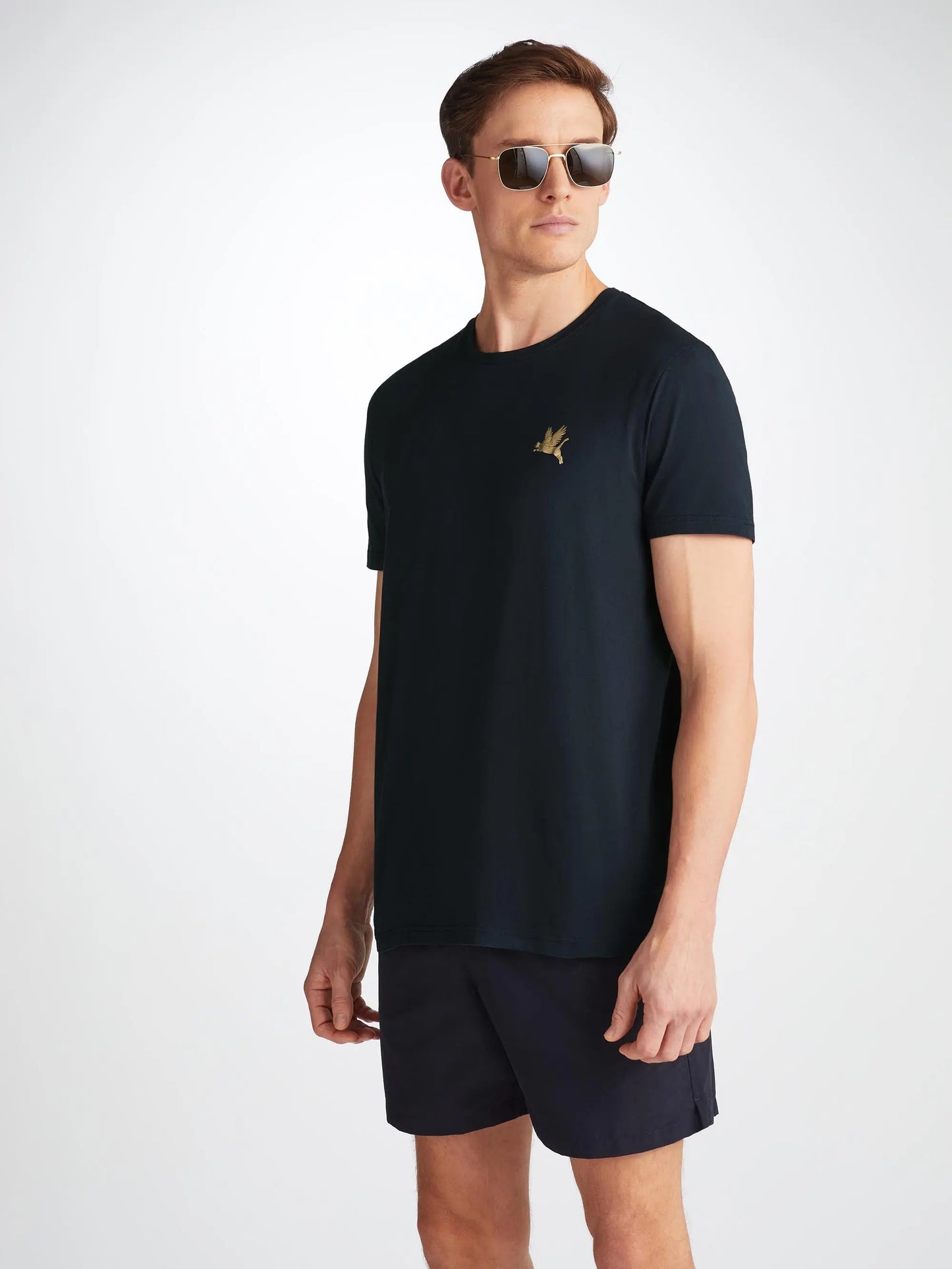 Derek Rose Men's T-Shirt Ripley 20 Pima Cotton Navy Derek Rose