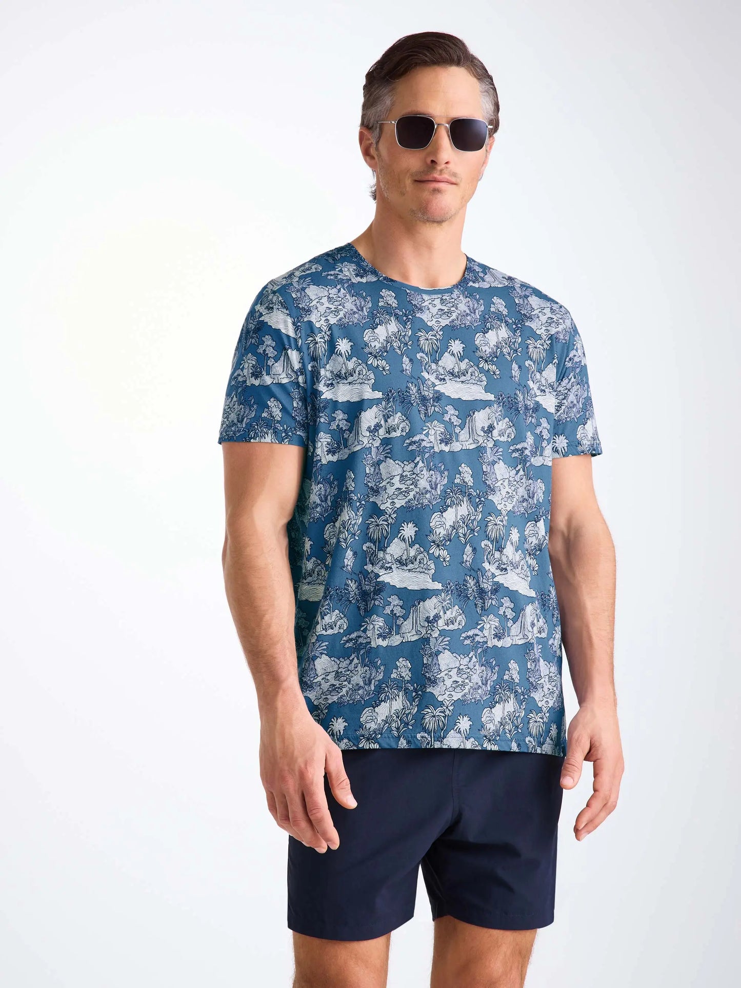 Derek Rose Men's T-Shirt Robin 17 Pima Cotton Blue Derek Rose