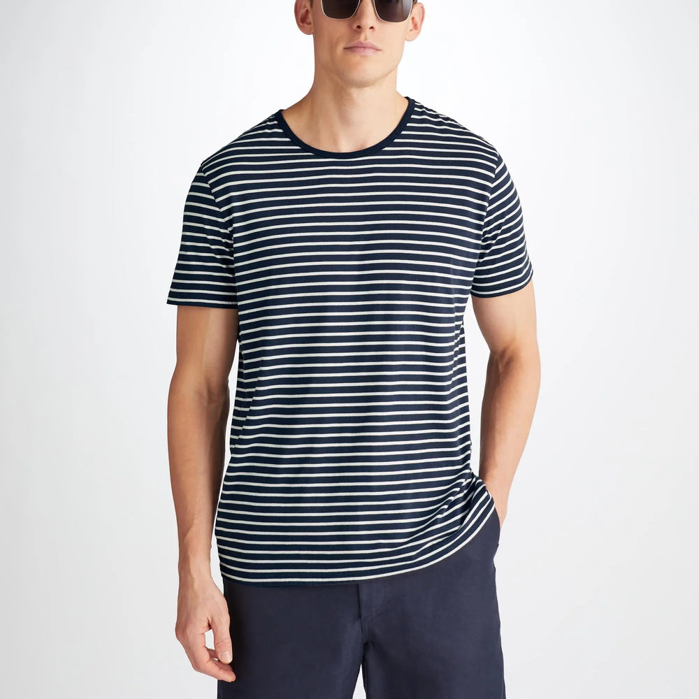 Derek Rose Men's T-Shirt Ryder Pima Cotton Navy Derek Rose