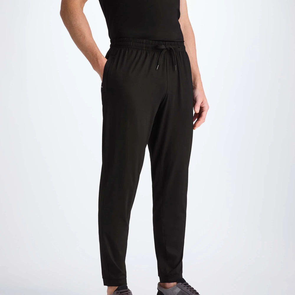 Derek Rose Men's Track Pants Basel Micro Modal Stretch Black Derek Rose