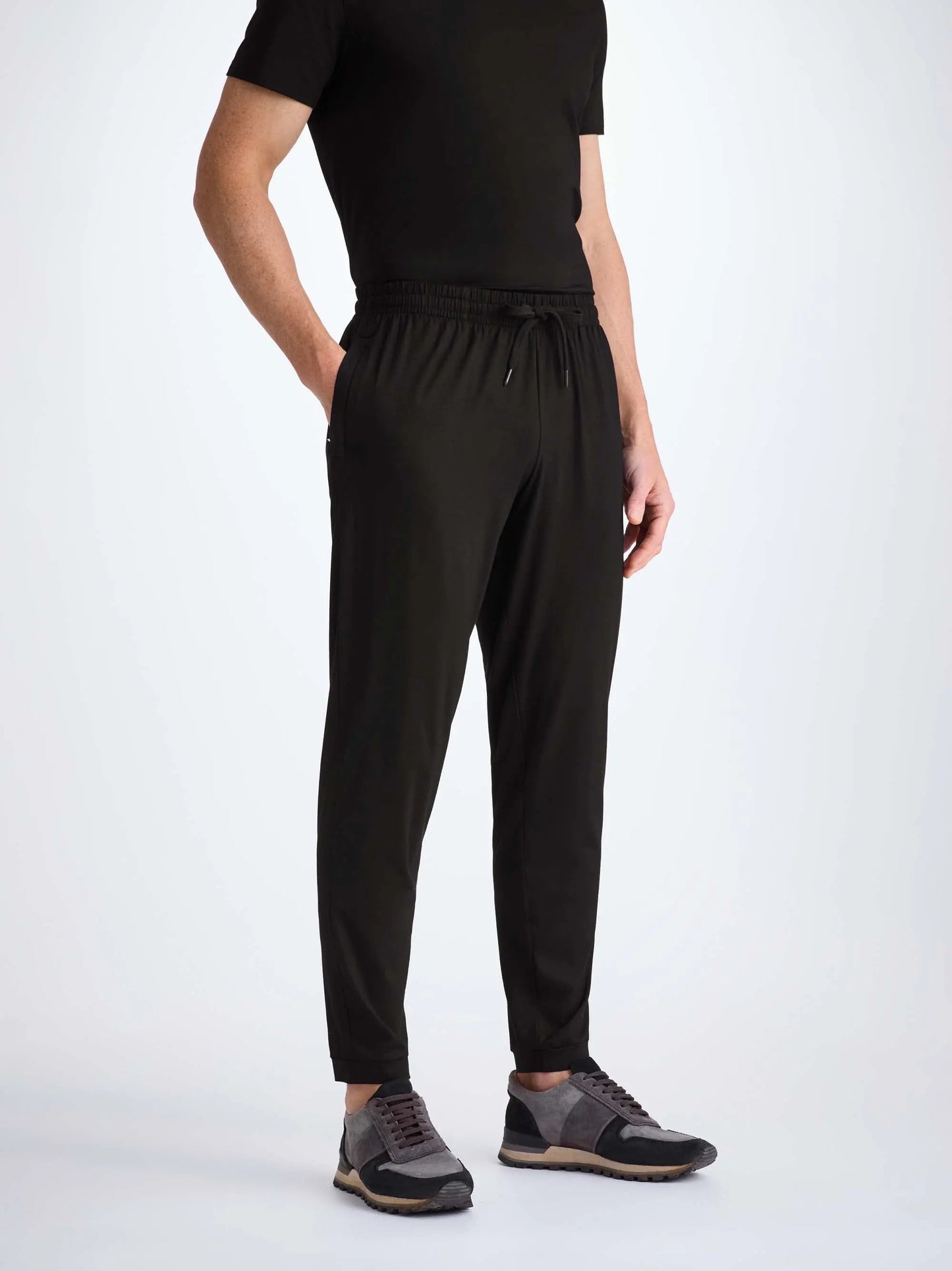 Derek Rose Men's Track Pants Basel Micro Modal Stretch Black Derek Rose