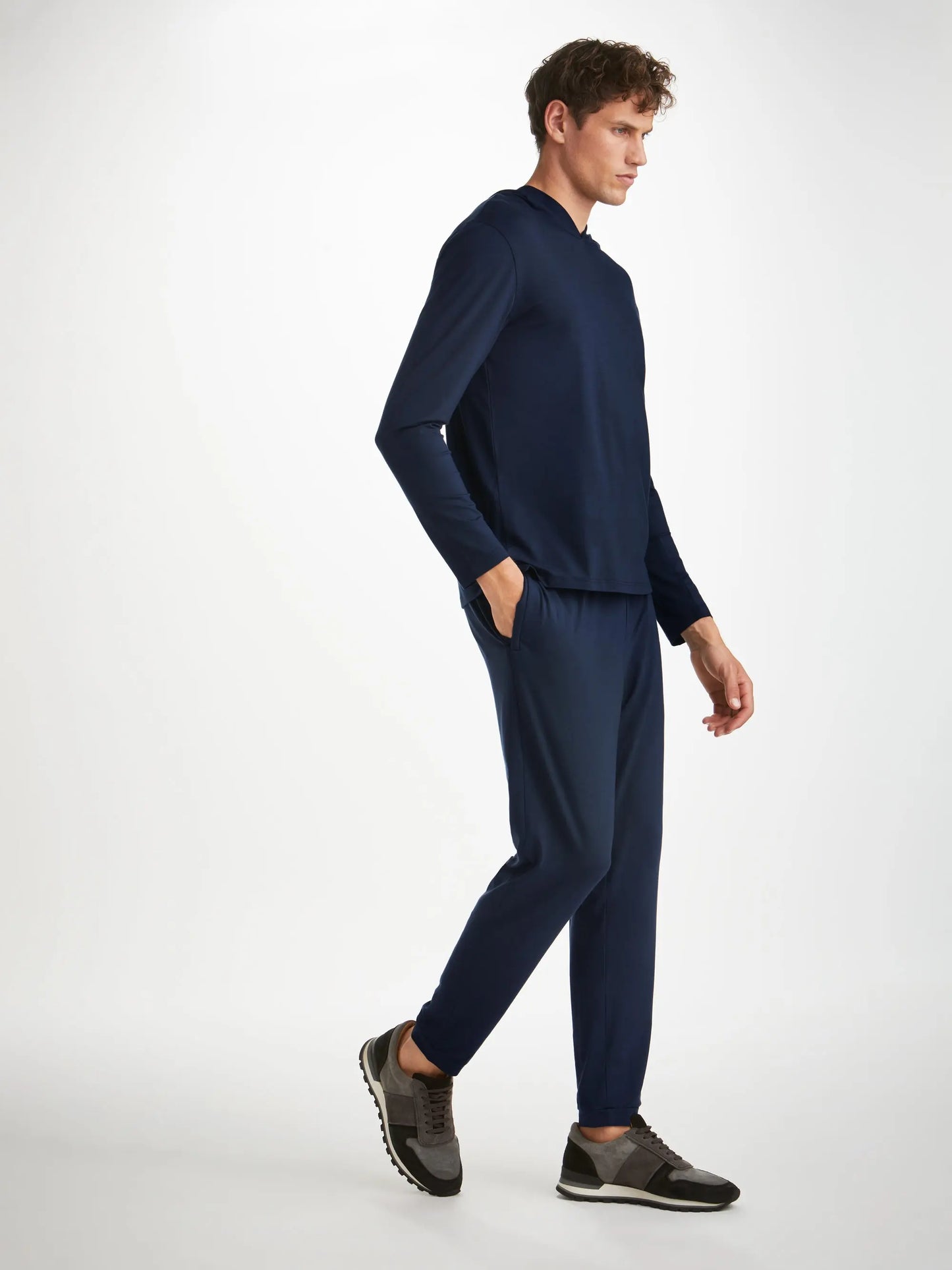Derek Rose Men's Track Pants Basel Micro Modal Stretch Navy Derek Rose