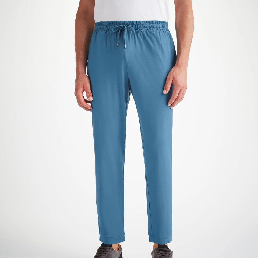 Derek Rose Men's Track Pants Basel Micro Modal Stretch Steel Blue Derek Rose