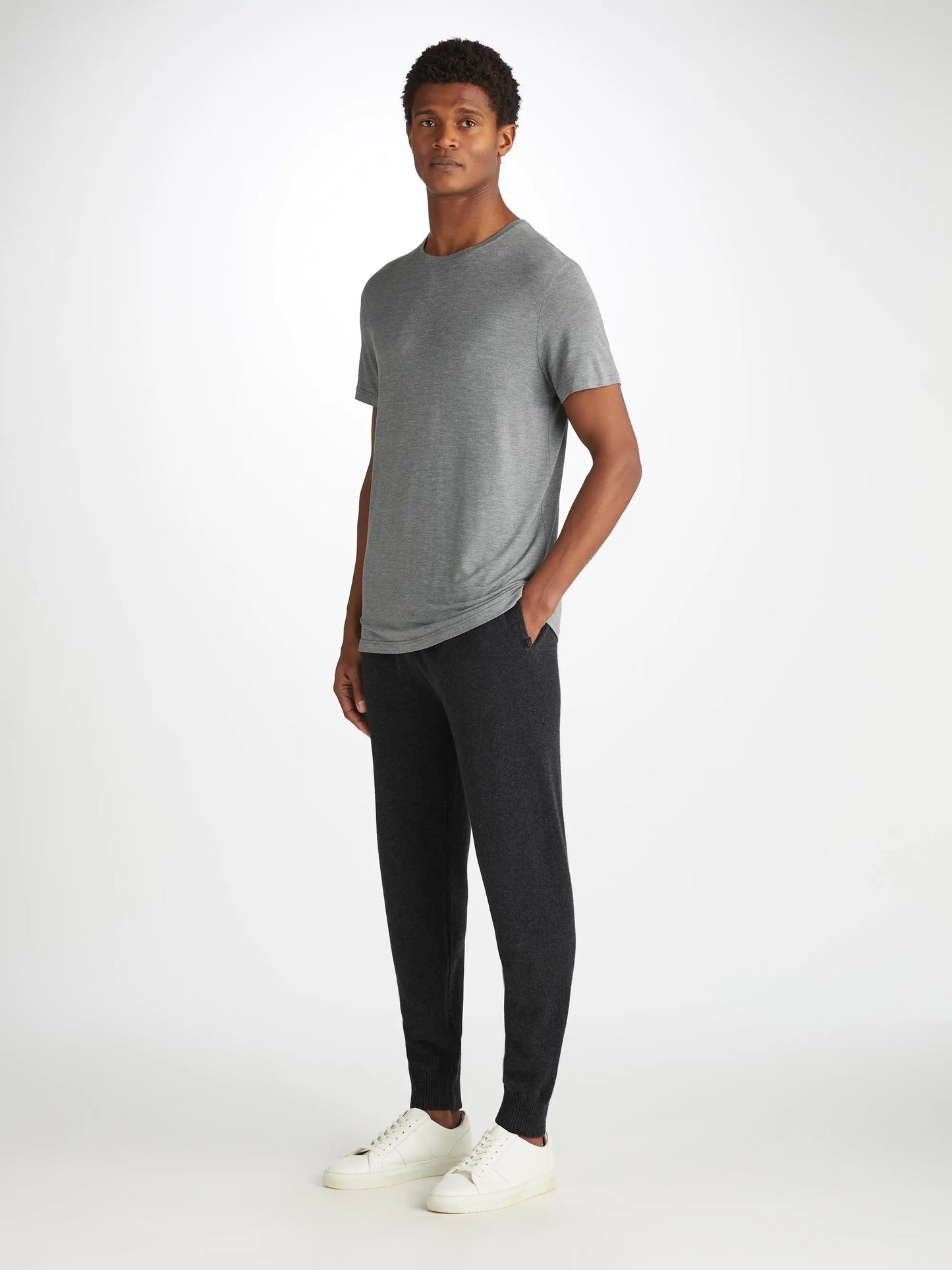 Derek Rose Men's Track Pants Finley Cashmere Charcoal Derek Rose