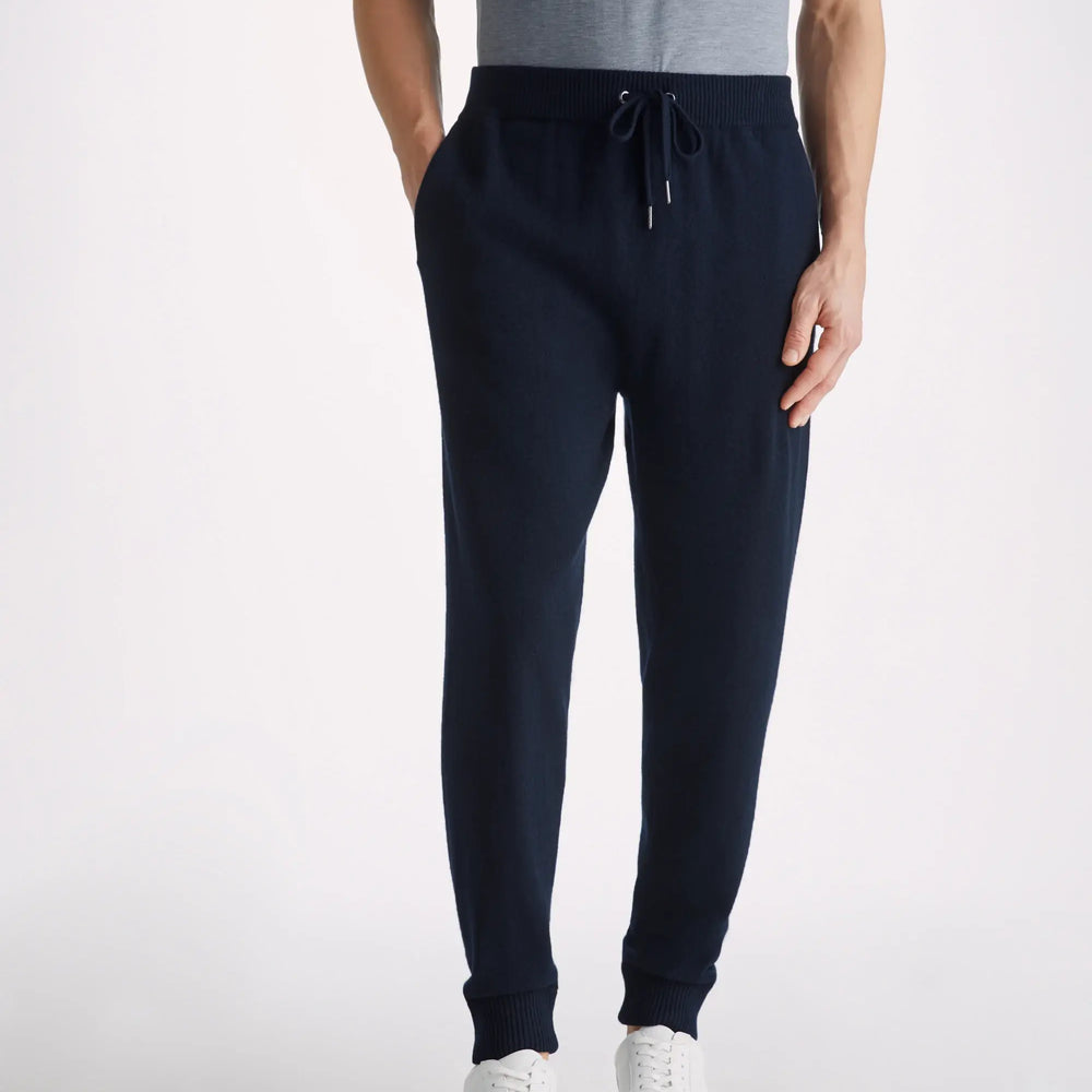 Derek Rose Men's Track Pants Finley Cashmere Navy Derek Rose
