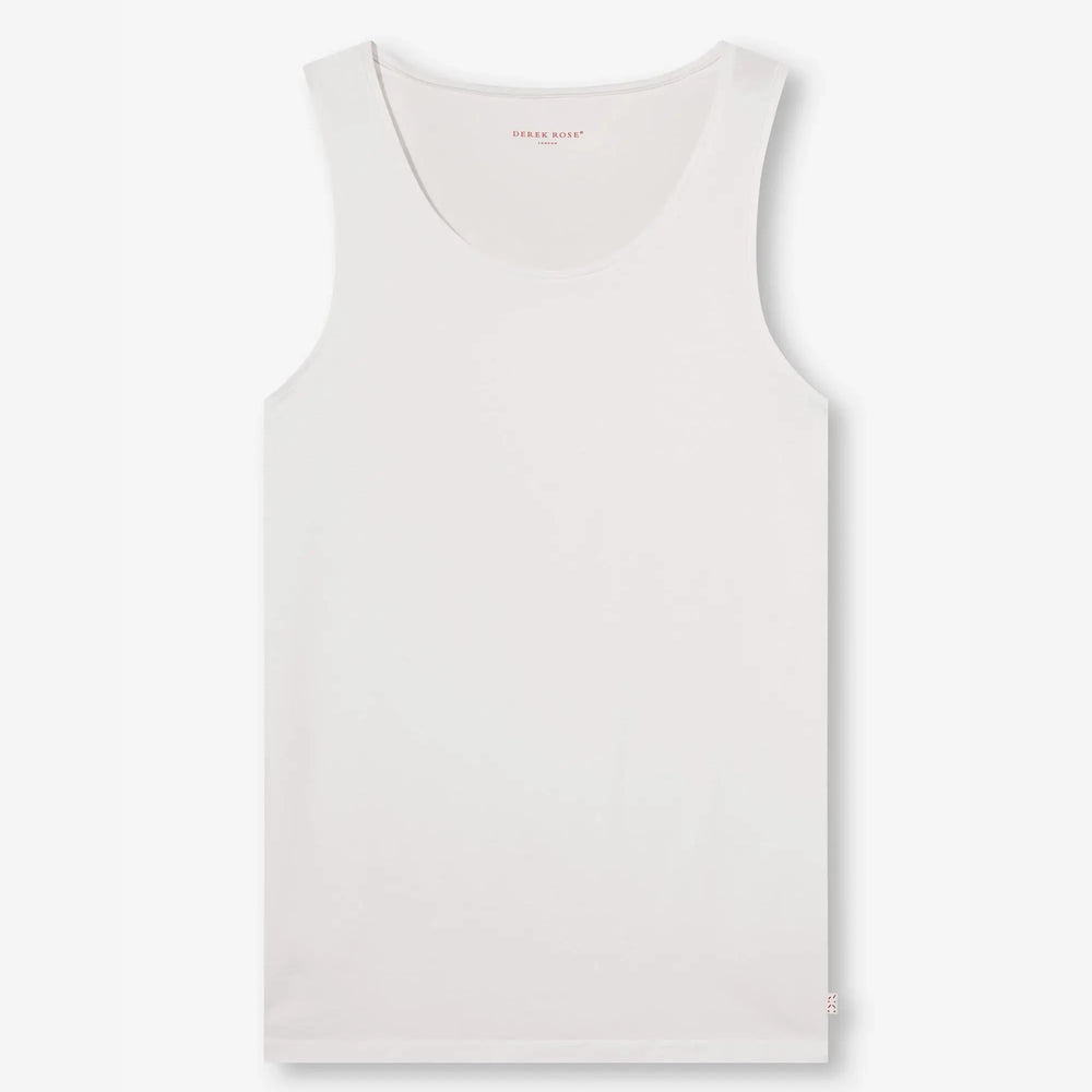 Derek Rose Men's Underwear Vest Jack Pima Cotton Stretch White Derek Rose