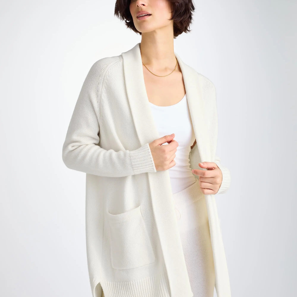 Derek Rose Women's Cardigan Nina Cashmere White Derek Rose