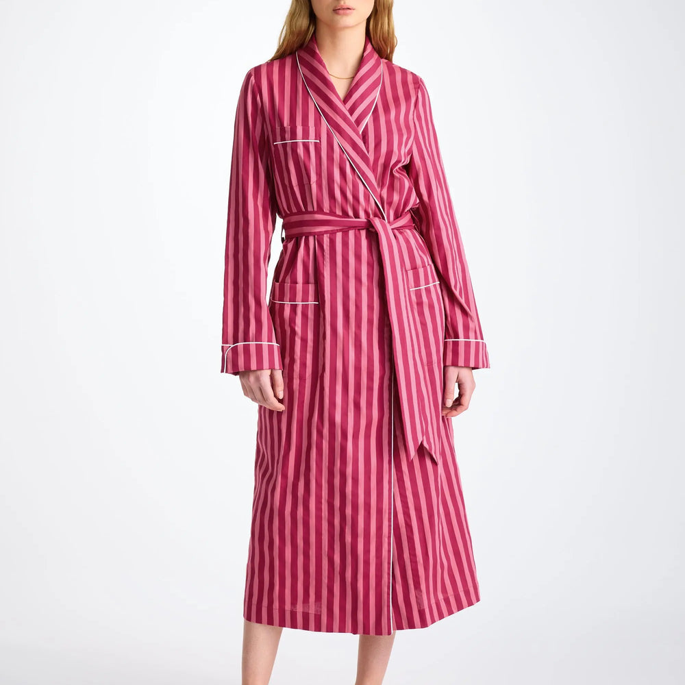 Derek Rose Women's Dressing Gown Capri 25 Cotton Batiste Pink Derek Rose