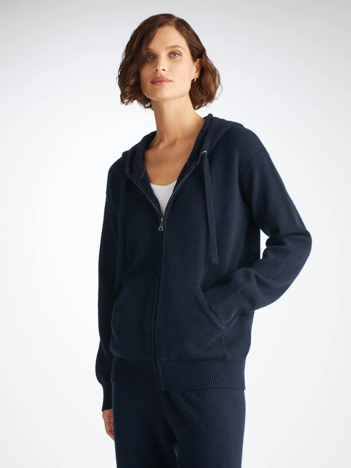 Derek Rose Women's Hoodie Daphne Cashmere Navy Derek Rose