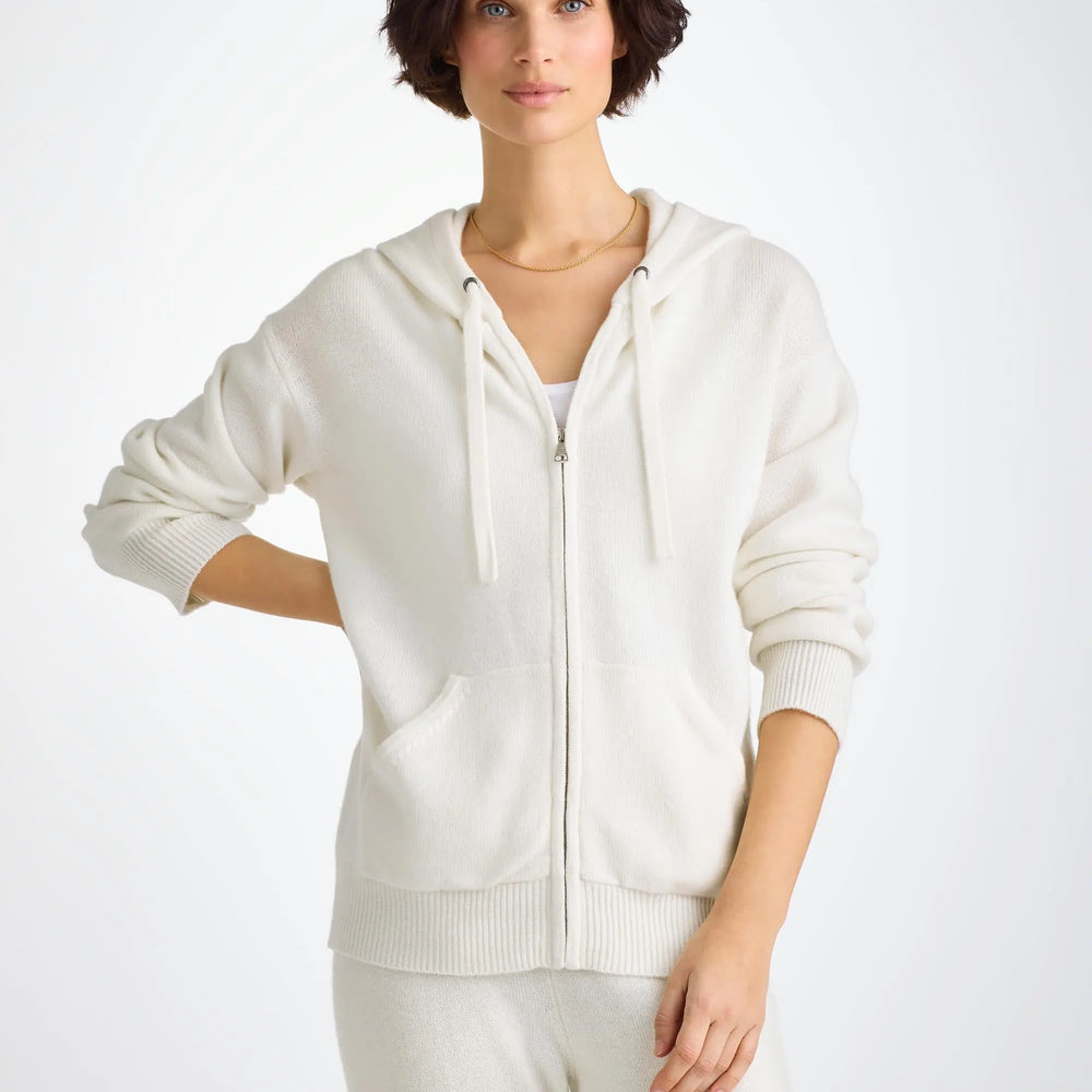 Derek Rose Women's Hoodie Daphne Cashmere White Derek Rose