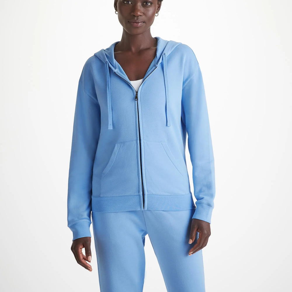 Derek Rose Women's Hoodie Quinn Cotton Modal Cornflower Blue Derek Rose