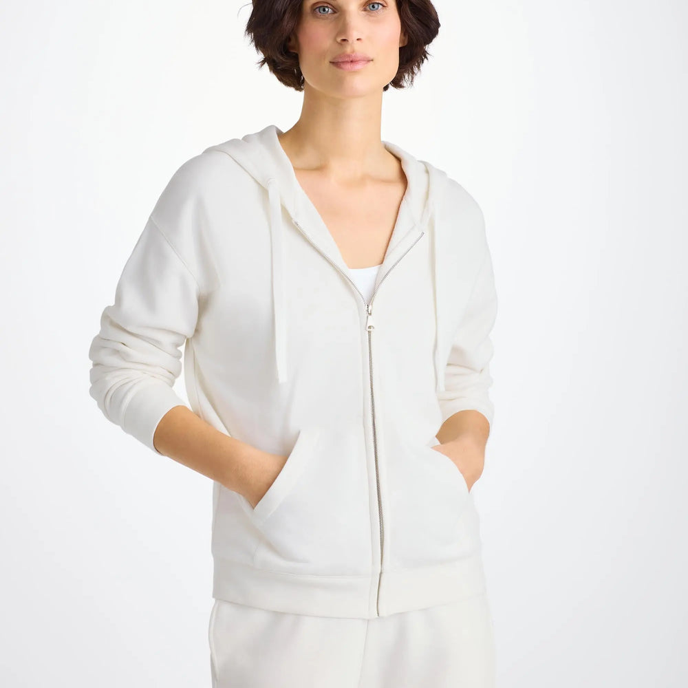 Derek Rose Women's Hoodie Quinn Cotton Modal White Derek Rose