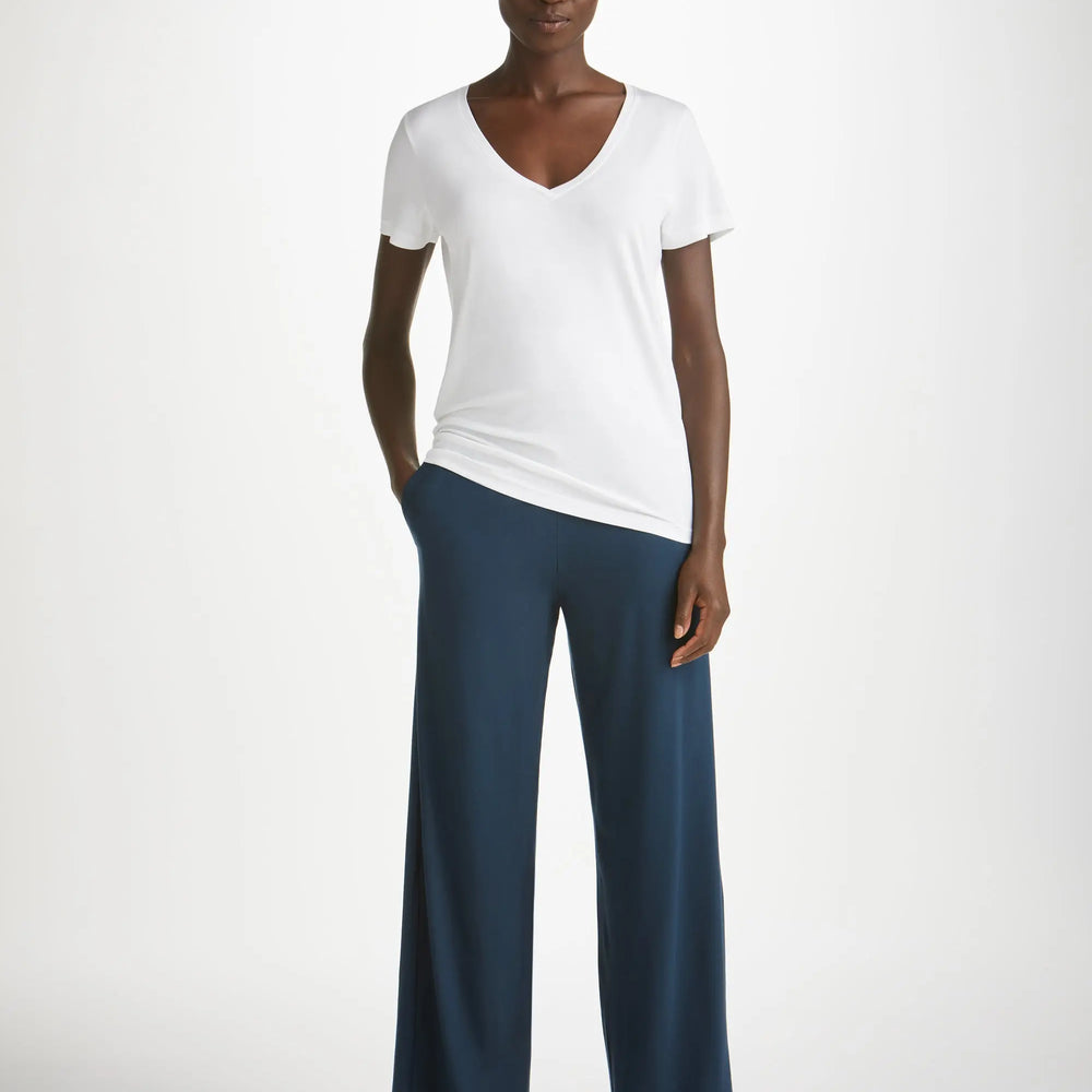 Derek Rose Women's Lounge Trousers Basel Micro Modal Stretch Navy Derek Rose