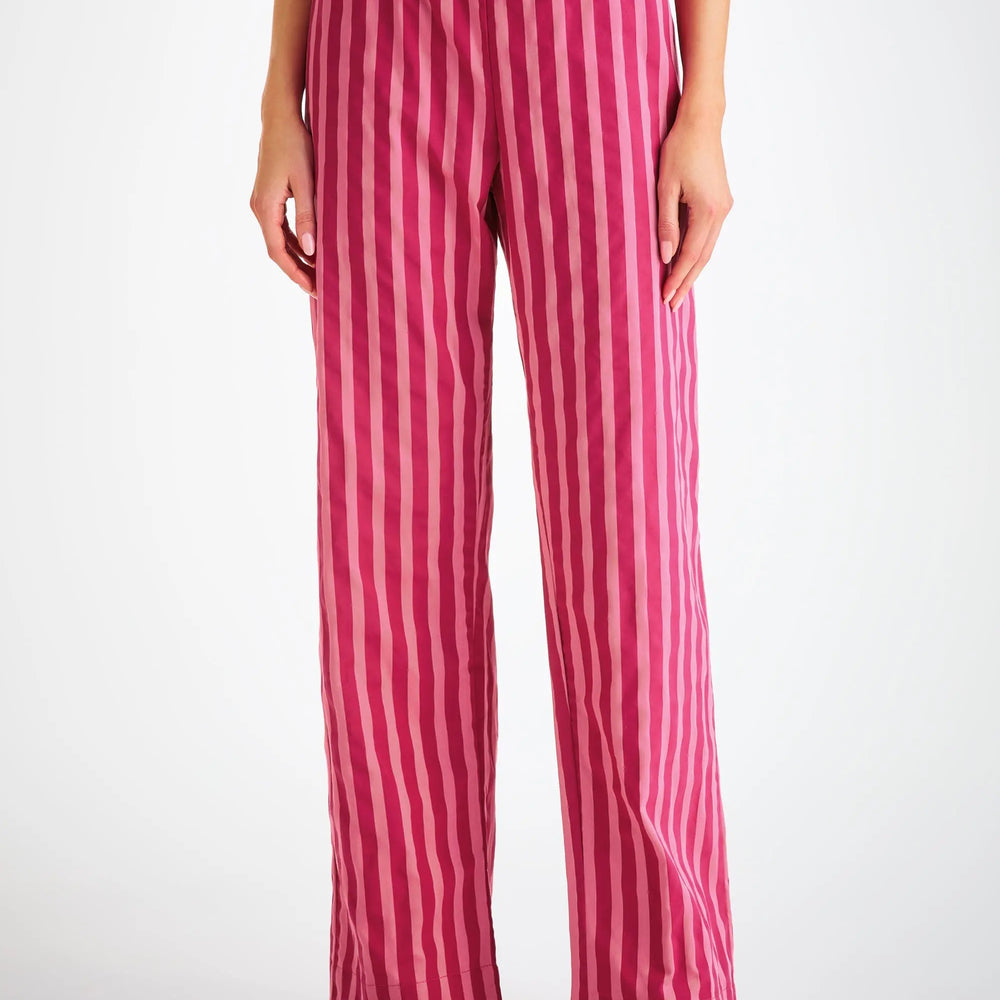 Derek Rose Women's Lounge Trousers Capri 25 Cotton Batiste Pink Derek Rose