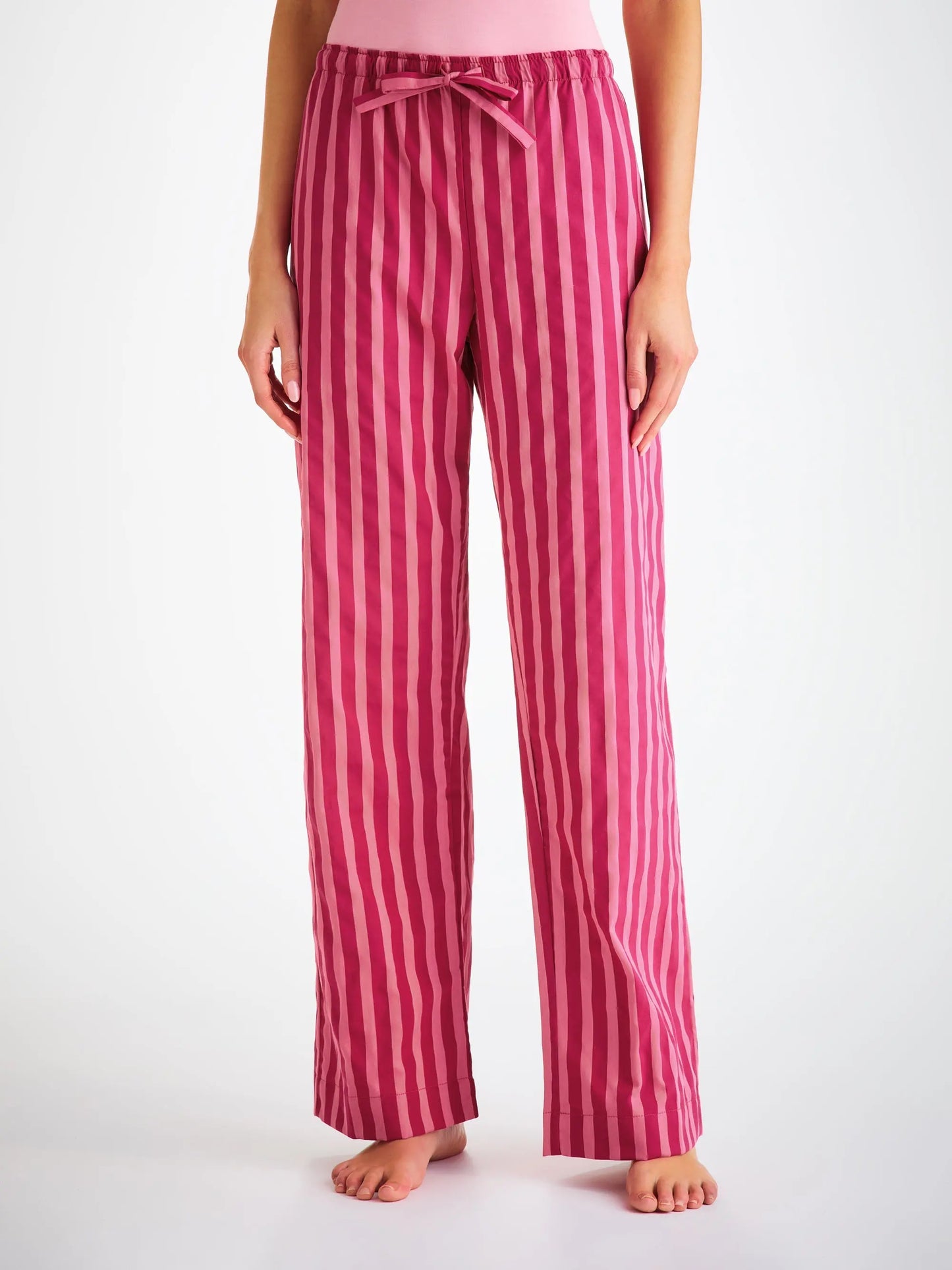 Derek Rose Women's Lounge Trousers Capri 25 Cotton Batiste Pink Derek Rose