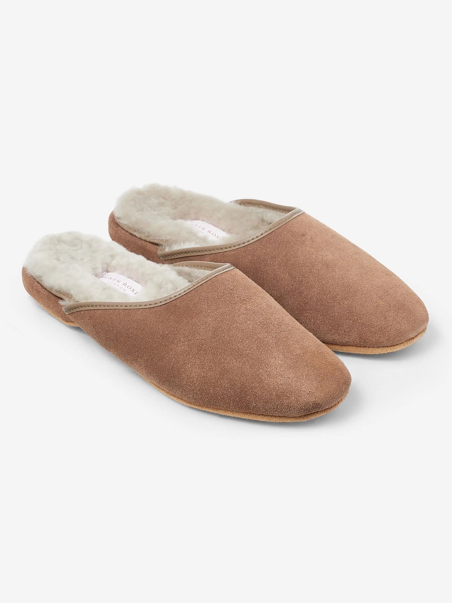 Derek Rose Women's Mule Slippers Imogen Suede Sheepskin Camel Derek Rose