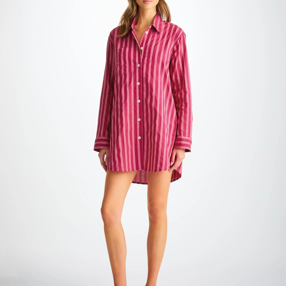 Derek Rose Women's Nightshirt Capri 25 Cotton Batiste Pink Derek Rose