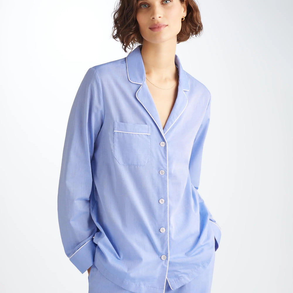 Derek Rose Women's Pyjamas Amalfi Cotton Batiste Blue Derek Rose