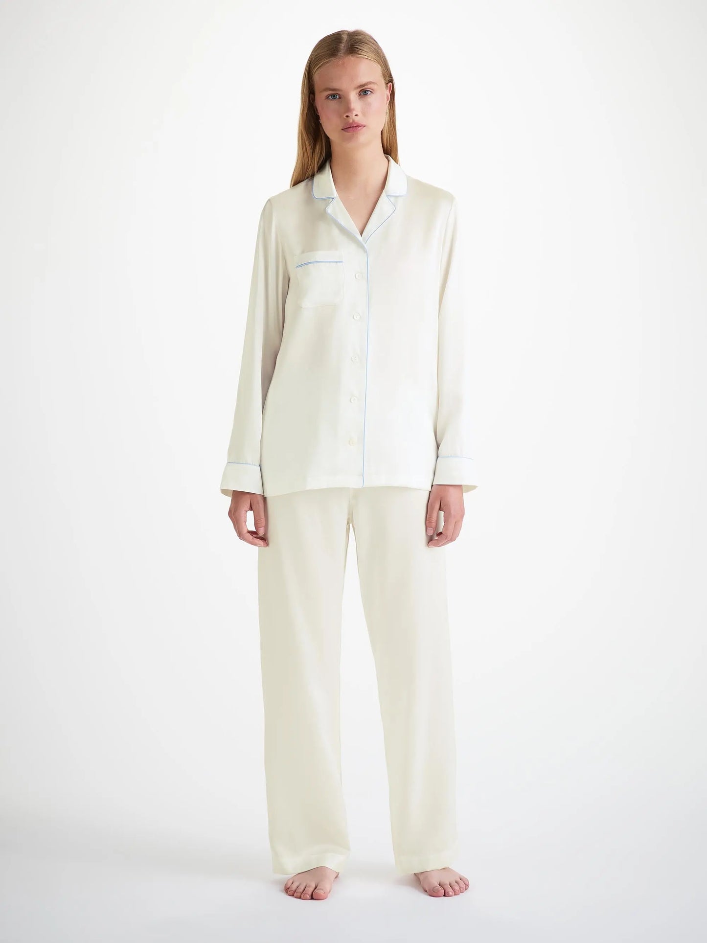 Derek Rose Women's Pyjamas Bailey Silk Satin Ivory Derek Rose