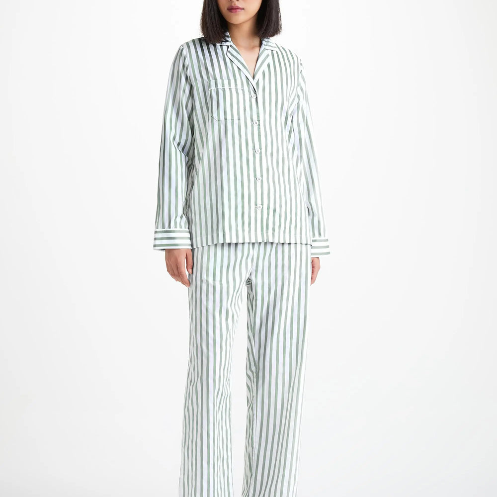 Derek Rose Women's Pyjamas Capri 24 Cotton Batiste Green Derek Rose