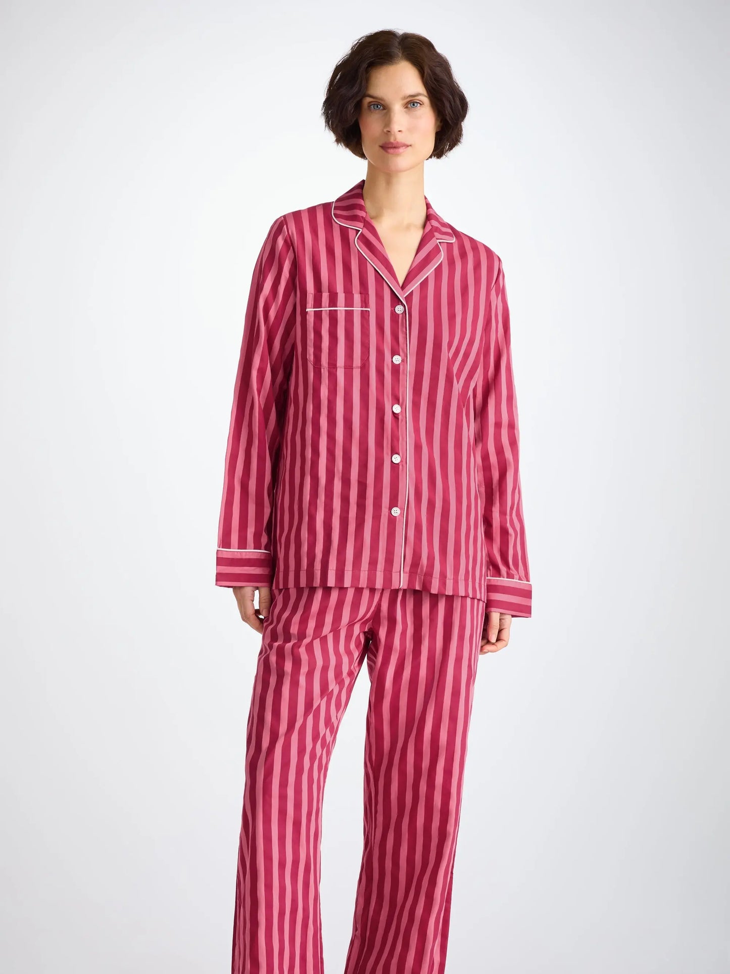Derek Rose Women's Pyjamas Capri 25 Cotton Batiste Pink Derek Rose