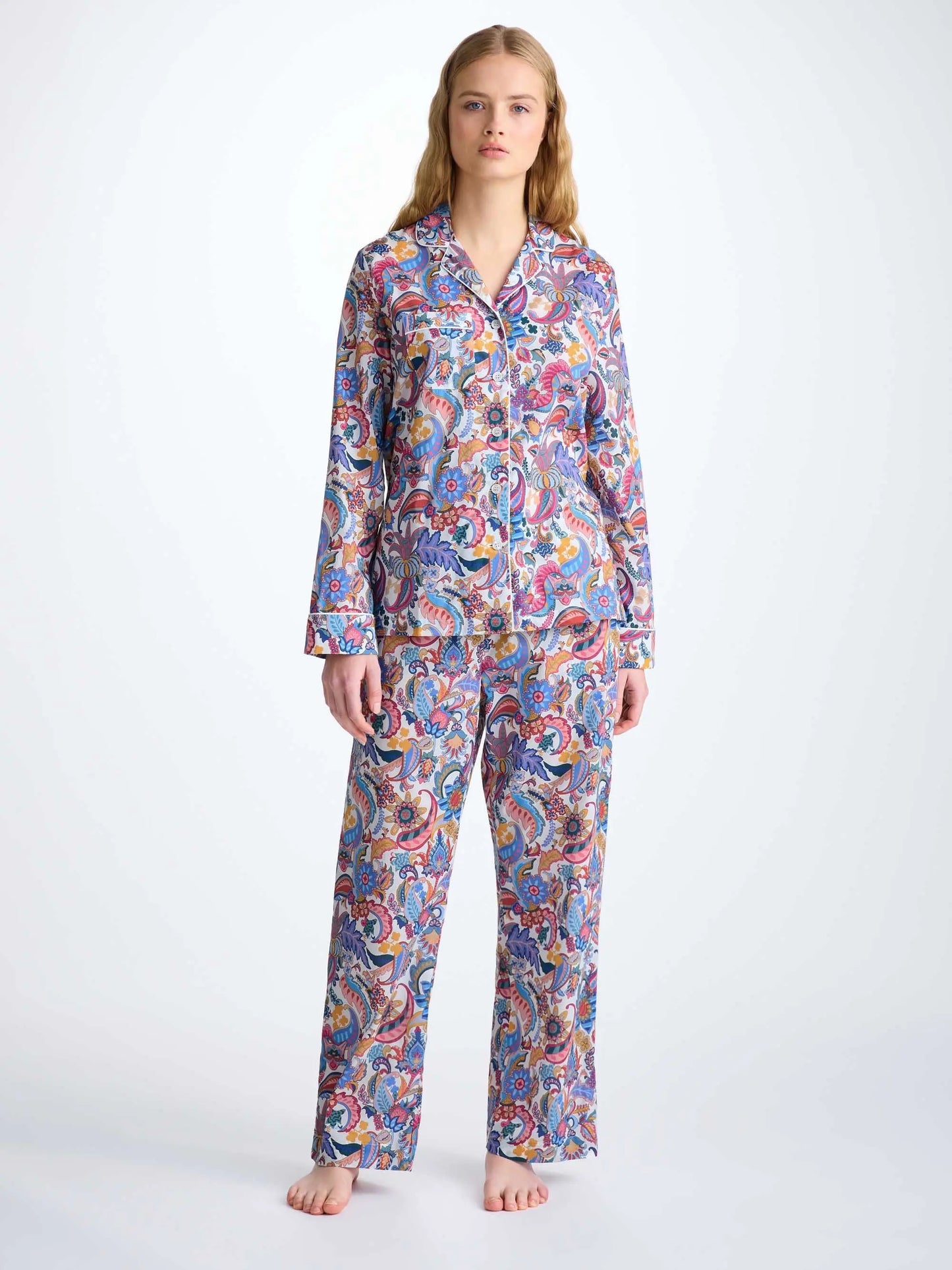 Derek Rose Women's Pyjamas Cotton Batiste Multi Jungle Paisley Print Derek Rose