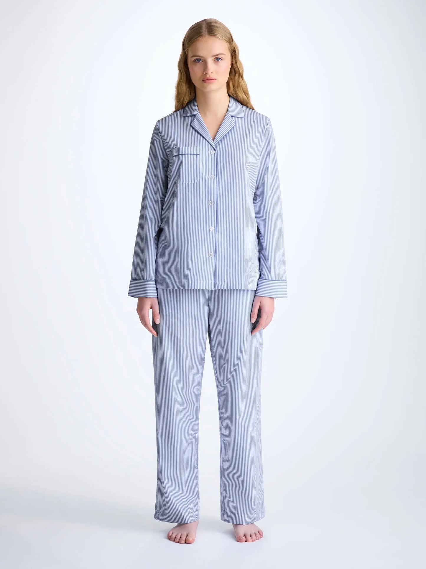 Derek Rose Women's Pyjamas James Cotton Blue Derek Rose